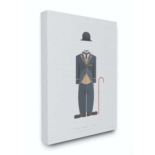 Stupell Industries Charlie Chaplin Minimalist Illustration Canvas Wall Art